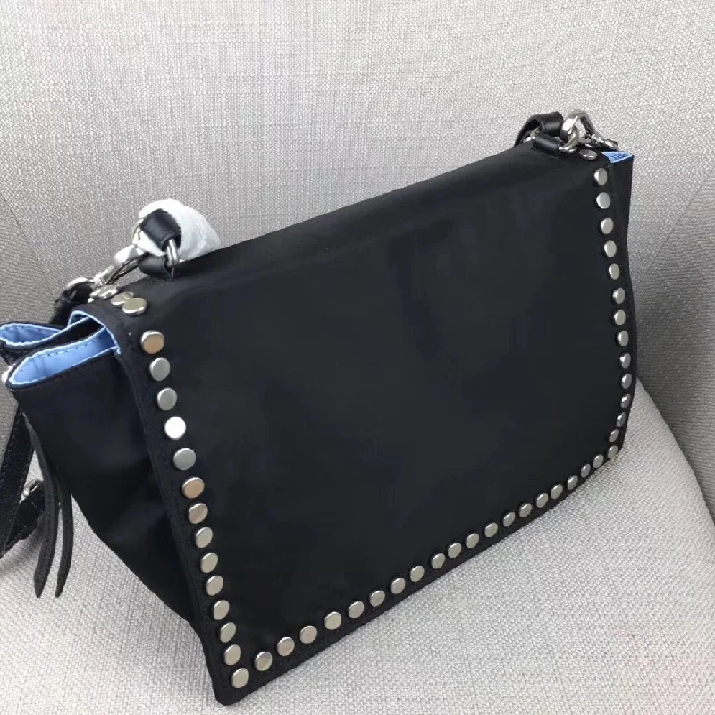 Prada Etiquette Bag In Nylon With Metal Stud Trim