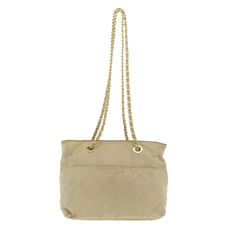 Prada Chain Shoulder Bag Nylon Beige  37714