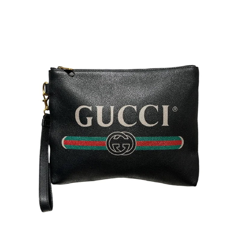 GUCCI/Clutch Bag/Leather/BLK/GUCCI WEB ACCENT CLUCH