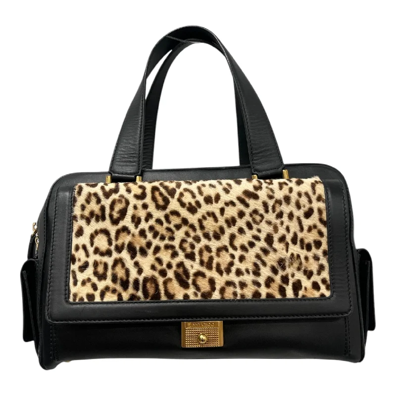 JIMMY CHOO/Hand Bag/Leopard/Leather/BLK/CALF HAIR LEOPARD PRINT