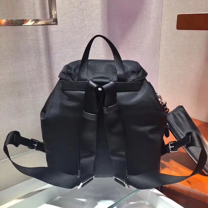 Prada Black Nylon Backpack With Clutch