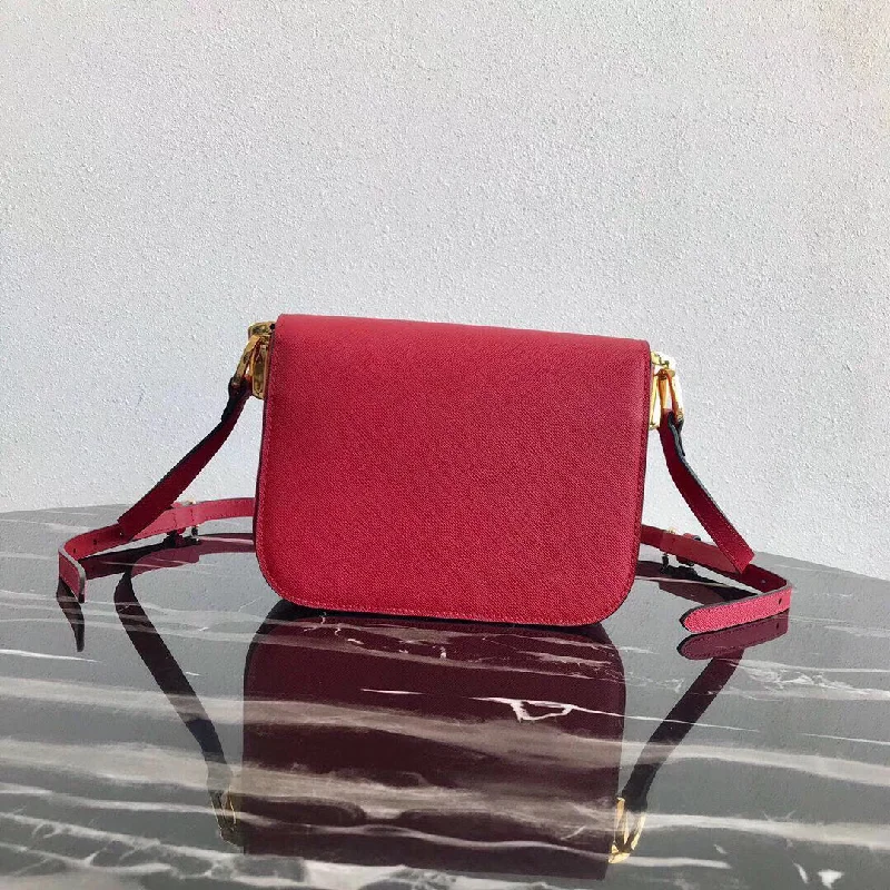 Prada Embleme Bag In Red Saffiano Leather