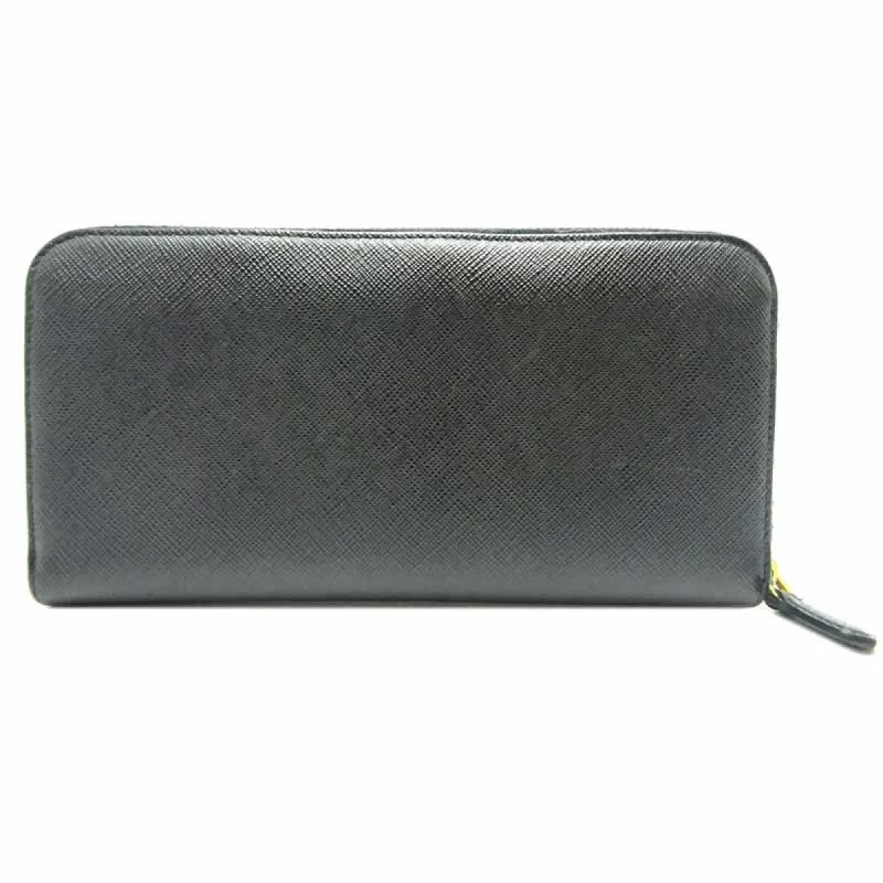 Prada Ribbon Round Zipper Wallet Ladies' Long 1ML506 Saffiano Leather NERO Nero Black