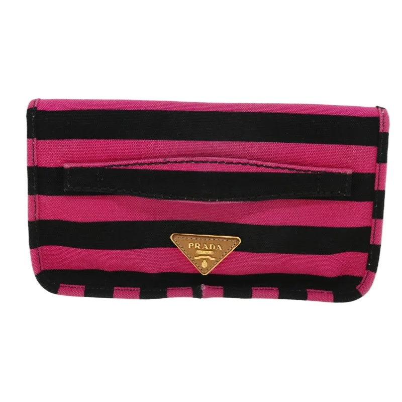 Prada Clutch Bag Canvas Black Pink  jk3025