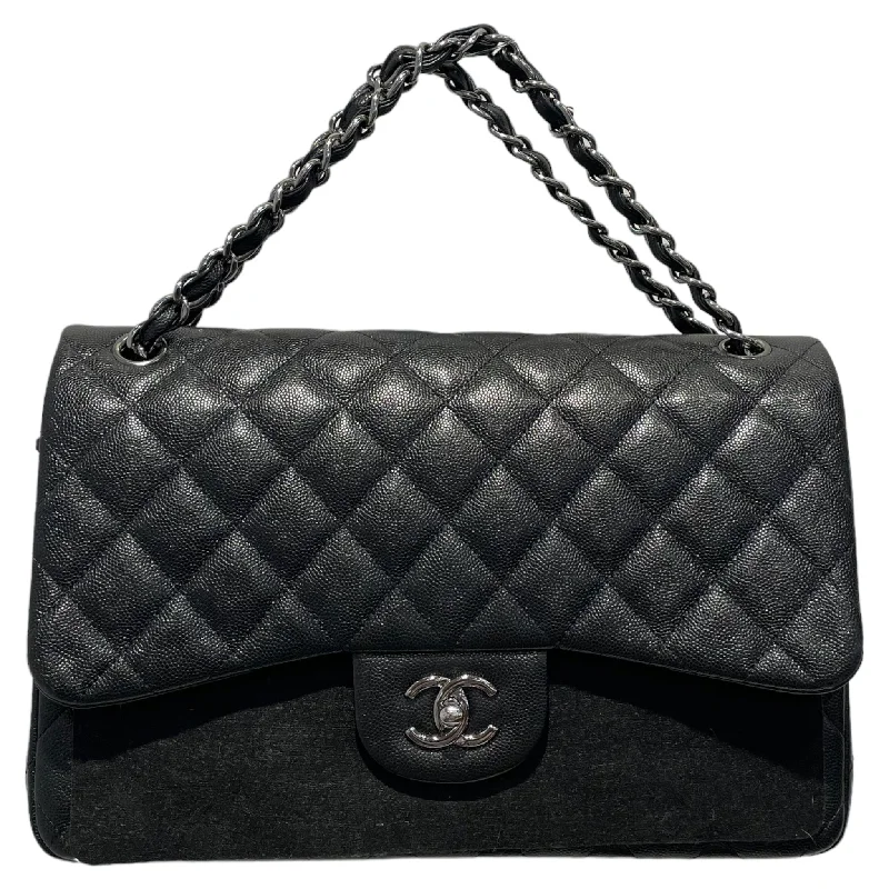 CHANEL/Hand Bag/Leather/BLK/Caviar Leather Double Flap