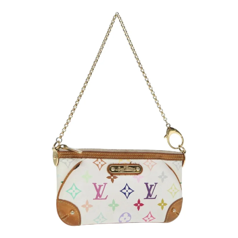 LOUIS VUITTON Multicolor Pochette Mira MM Pouch White M60096 LV Auth 87357