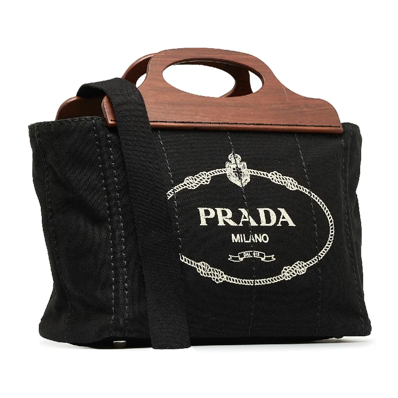 Prada Wood Handle Canapa Logo Satchel MVwVck