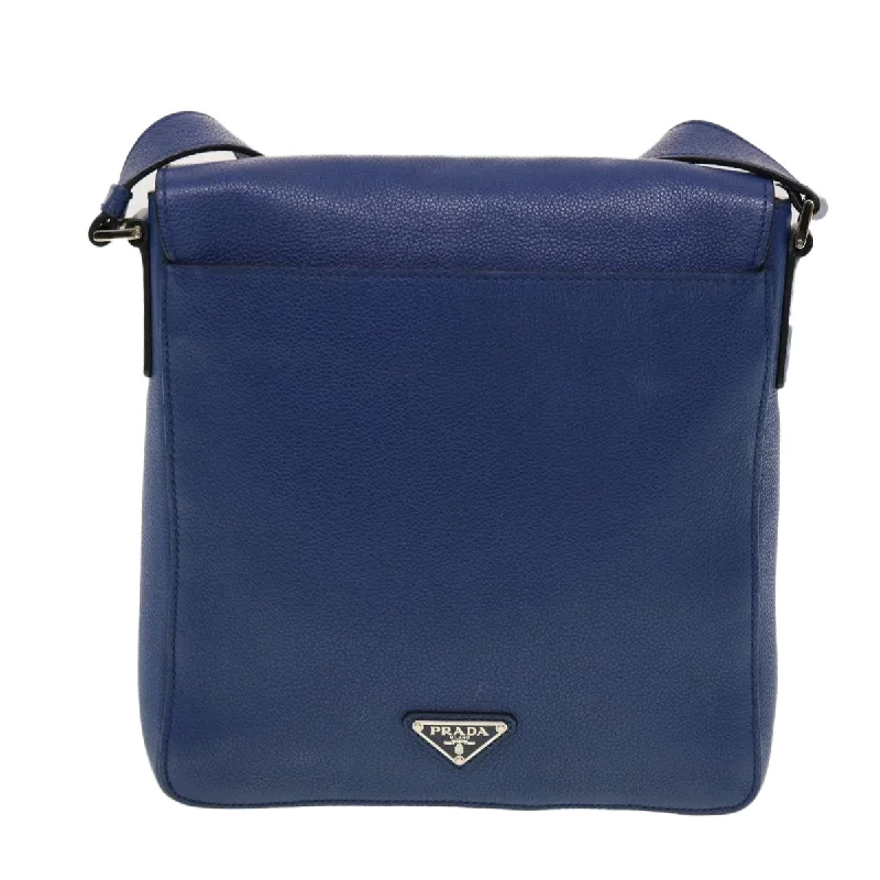 Prada Shoulder Bag Leather Blue  43758