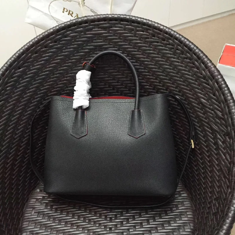 Prada Black Saffiano Double Medium Bag