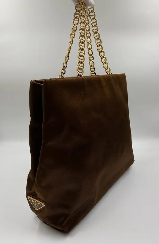 Prada Brown Satin Tote Bag