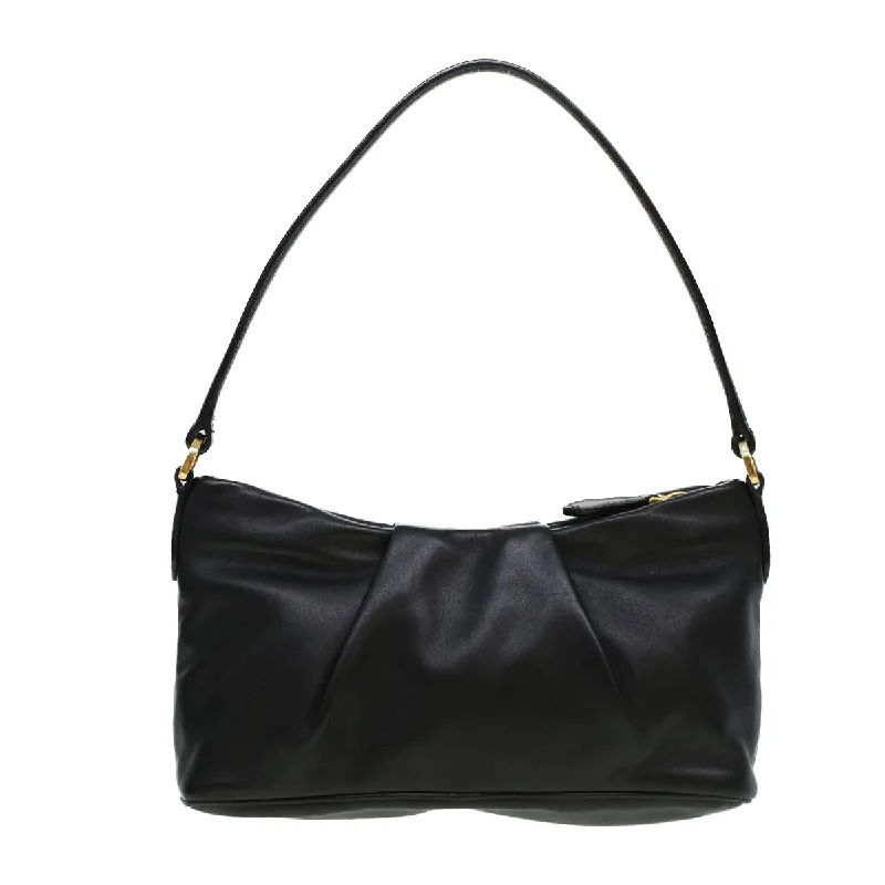 Prada Ribbon Hand Bag Leather Black  43122A