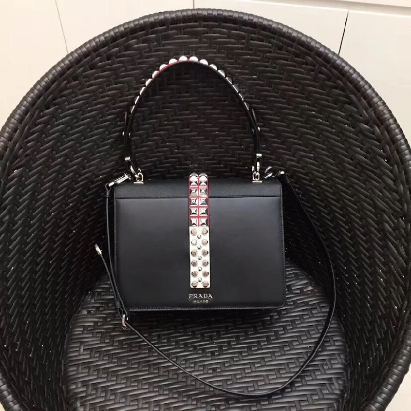 Prada Elektra Shoulder Bag In Black Leather