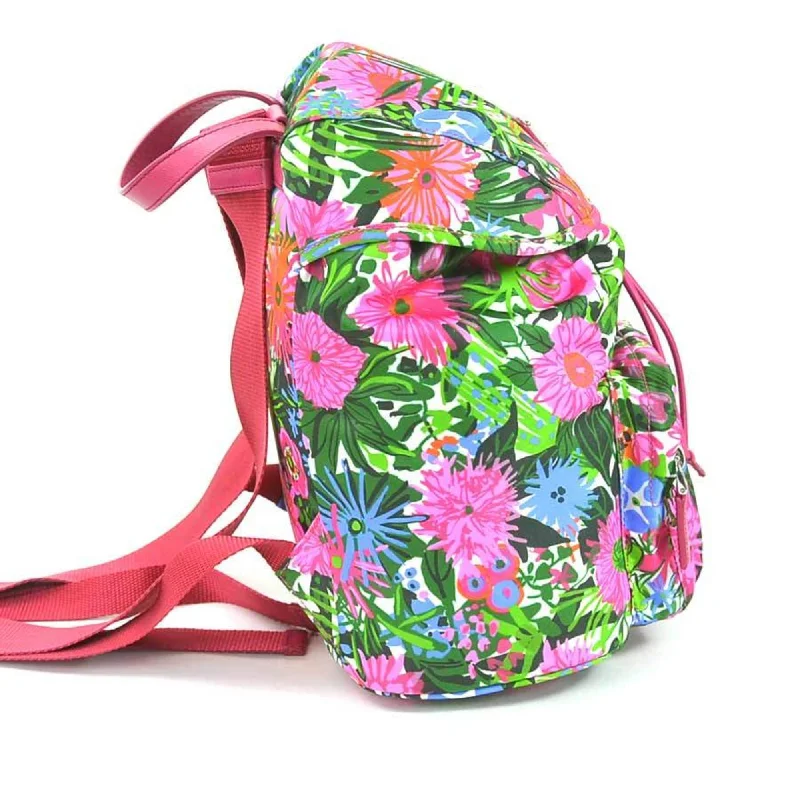 Prada rucksack flower print nylon multicolor silver ladies