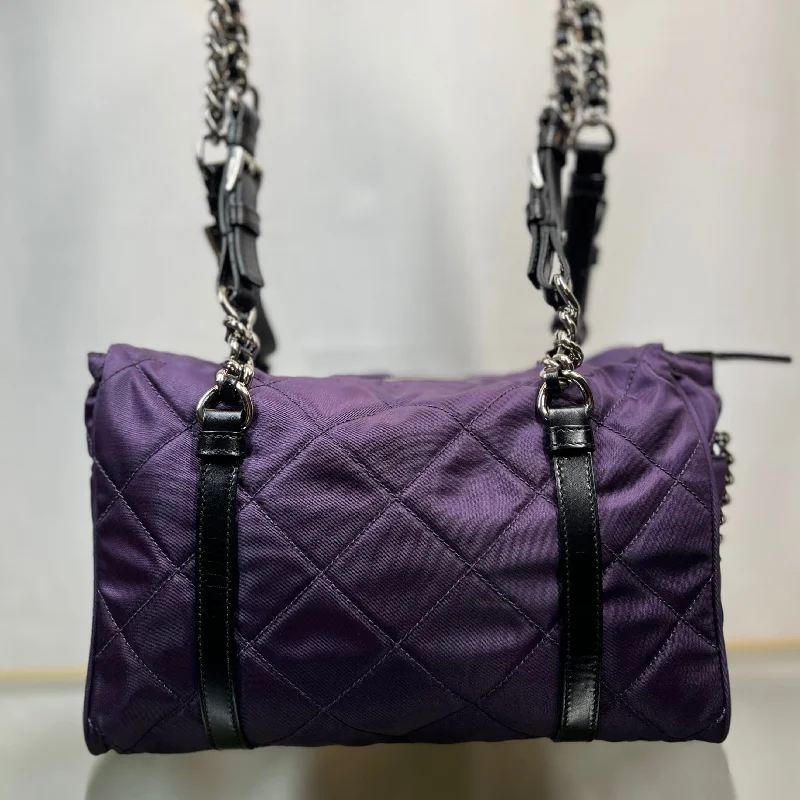 Prada Impunture Purple Tessuto Quilted Chain Shoulder Bags and Wallet